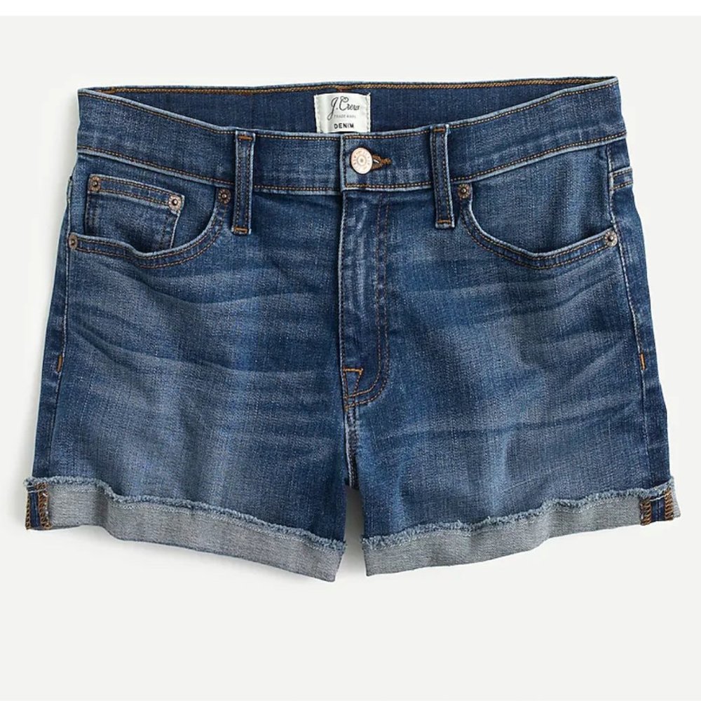 J. Crew High rise Denim Shorts in Faded Indigo